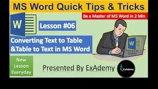 How to convert Text to Table & Table to Text in MS Word