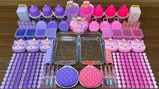 PURPLE vs PINK I Mixing random into Clear Slime I Satisfying Slime 