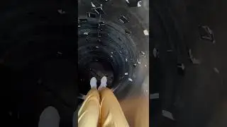 Girl goes down a slide in Sephora in Barcelona!