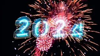 Happy New year 2024 fireworks Celebration video Black Screen effects