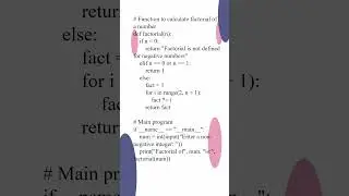 PYTHON PROGRAM TO FIND FACTORIAL OF A NUMBER #python #pythonprogramming