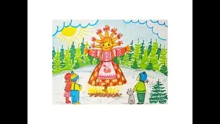 Масленица - рисунок фломастерами и цветными карандашами.