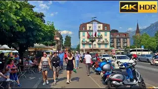 Interlaken Switzerland🇨🇭Relaxing Summer Walk⛰️Switzerland Walking Tour [4K HDR]