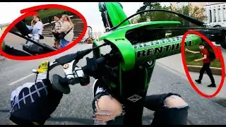 РЕАКЦИЯ ПРОХОЖИХ НА СТАНТ! / ДАЛ СТРИТА НА KAWASAKI KX85