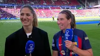 El MOMENTAZO de Mariona Caldentey y Laia Aleixandri en DAZN tras el título del FCB Femení en la UWCL