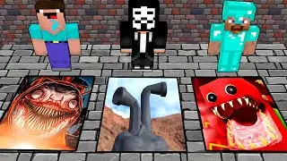 NOOB VS PRO - SCARY PITS CHOO CHOO CHARLES VS PIPE HEAD VS BOXY BOO IN MINECRAFT! ANIMATION!