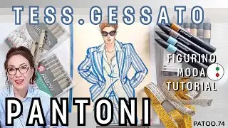 TESSUTO GESSATO A RIGHE il BLAZER con PANTONI FIGURINO DI MODA COME COLORARE Fashion Design Patoo74
