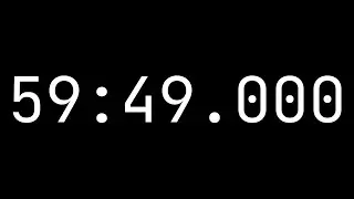 Countdown timer 59 minutes, 49 seconds [59:49.000] - White on black with milliseconds