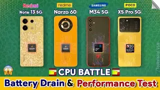 Extreme Battery Drain & Performance Test - Redmi Note 13 5g vs Realme Narzo 60 5g vs Poco X5 Pro 5g