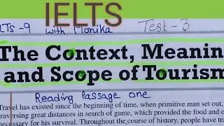 The Context,Meaning and Scope of Tourism  IELTS reading answers IELTS 10 READING TEST 3PASSAGE 1