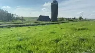 Wind in the grassland and farm in North Dakota