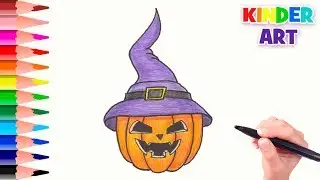 How to Draw a Pumpkin with a Hat - Halloween Drawing