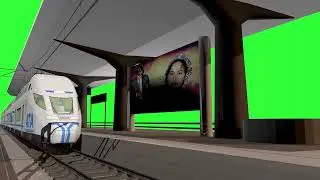 Green Screen Metro Train In Subway Station Metro Train with Green Screen Information Monitor VFX