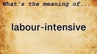 Labour-Intensive Meaning : Definition of Labour-Intensive