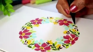 How to draw Floral Design using #brush pens/ Easy Flower Drawing Tutorial for Beginners