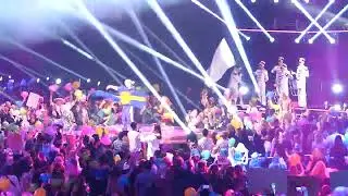 Artisternas entré på arenan. Melodifestivalfinalen 2022.The artists' entrance to the arena.