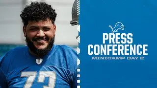 Detroit Lions players meet with the media on June 7
