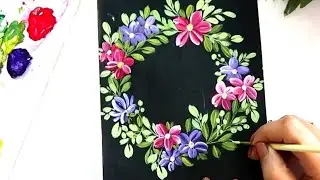 #howtopaint floral wreath| easy #acrylicpainting tutorial|#christmaswreath| #floralpainting