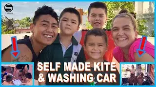 Self-made kite and washing car VLOG85 | TheShimrays