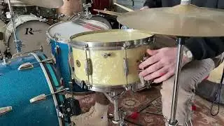 1940's Ludwig & Ludwig Standard 7x14 White Avalon Pearl Snare Drum