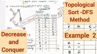 Lec49: Topological Sort- DFS Method