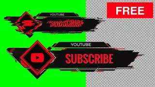 Subscribe button green screen, transparent background | glitch animation  with sound effects