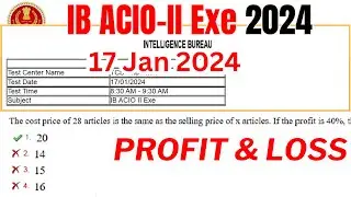 Profit and Loss Question asked in IB ACIO II 2023 | IB ACIO Grade II 2023