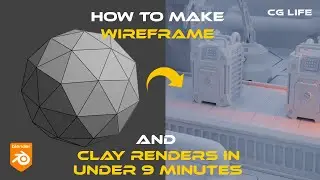 Wireframe and Clay render in under 9 minutes | Blender Tutorial