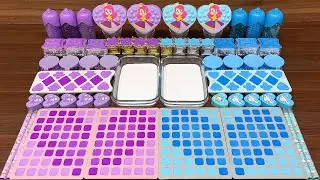 PURPLE vs BLUE I Mixing Random into Glossy Slime I Satisfying Slime 