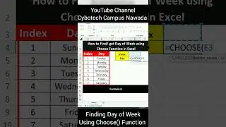 Learn How to Find Day of Week using Choose Function | Excel Trick #10 on Choose Formula in Excel