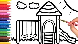 How to Draw a playground for kids  🌈
