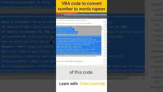 VBA Code To Convert Number To Words Rupees | #VBACode #NumberToWords #RupeesConversion
