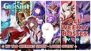 Genshin Impact: Cherries Snow-Laden Hu Tao vs All Weekly Bosses