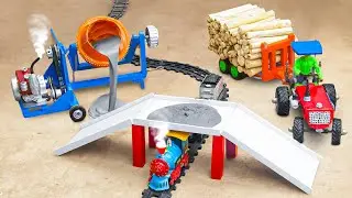 40 Minutes Diy tractor making mini concrete bridge for train safety | homemade tractor video