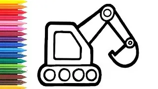 Drawing a Exkavator for children:Как нарисовать экскаватор для детей 🚜Bolalar uchun ekskovator chizi