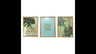 Quadros Decorativos 3 Telas Home Sweet Home com Vidro e Moldura