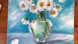 Oil painting flowers chamomile Как написать Ромашки в технике  масло 2часть
