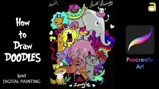 Cartoon Animal Doodles Digital Art | ipad Precreate Art