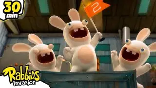Rabbids' race to the Moon | RABBIDS INVASION | 30 Min New compilation | Cartoon for kids