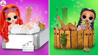 Утренняя рутина БОГАТОЙ и БЕДНОЙ куклы ЛОЛ Dance Dance! DIY Miniature Cardboard House