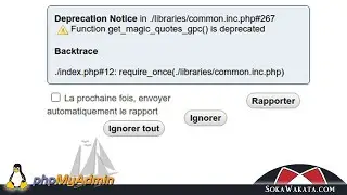 Deprecation Notice: Function get_magic_quotes_gpc() is deprecated (PHPMyAdmin)