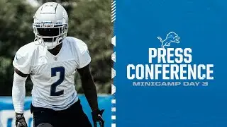 Detroit Lions players meet with the media on June 8
