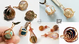 Compilation : 5 How to wrapping big stone without holes | jewelry from copper wire and stone nohole