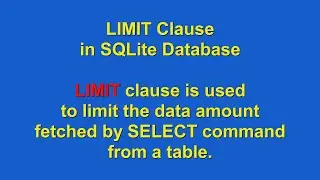 How to use LIMIT Clause using SQLite