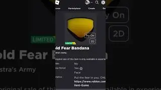 ( Limited UGC Item ) How to get GOLD FEAR BANDANA ROBLOX ( 2023 ) DeanOfficial YT