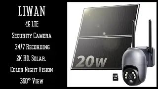 LIWAN 4G LTE Security Camera, 24/7 Recording, 2K HD, Solar, Color Night Vision, 360° View