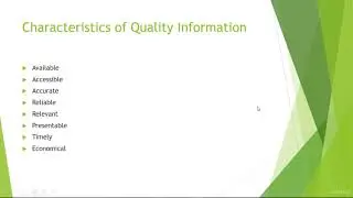 Characteristics of Quality Information - Lecture 3