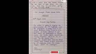 Notice writing on annual day function
