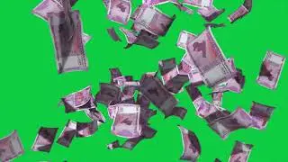 Raining Indian Rupee on Green Screen