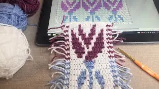 Мозаичное вязание крючком. Вяжем крючком узор в мозаичной технике.  Ленивый жаккард крючком